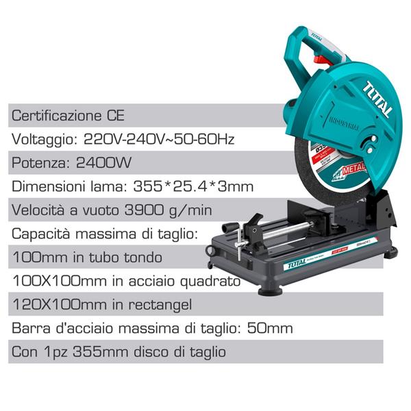 Troncatrice per ferro e metallo 2400W con disco da 355mm