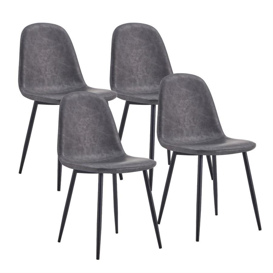 Set 4 sedie design soggiorno gambe metallo e seduta ecopelle grigio - Bella