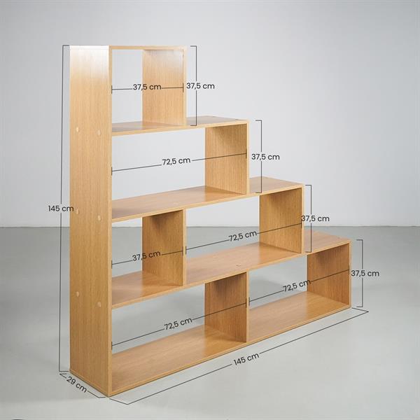 Libreria a scala in rovere naturale 145x145 cm