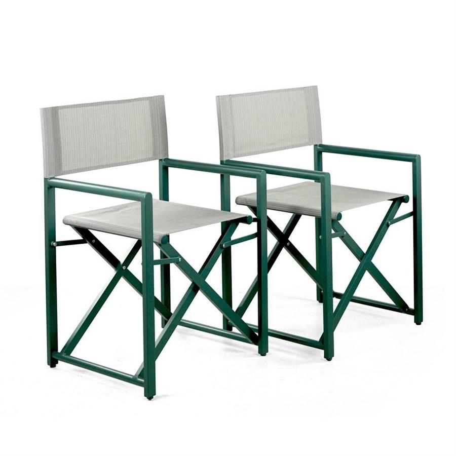 Set da 2 sedie regista in alluminio richiudibili verde - Gilda