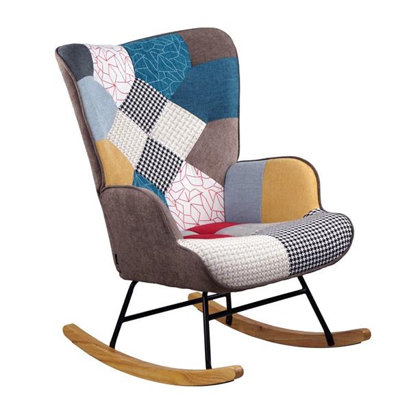 Sedia a dondolo con braccioli patchwork in tessuto - Swing