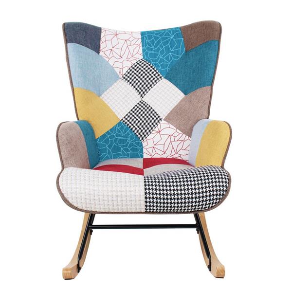 Sedia a dondolo con braccioli patchwork in tessuto - Swing