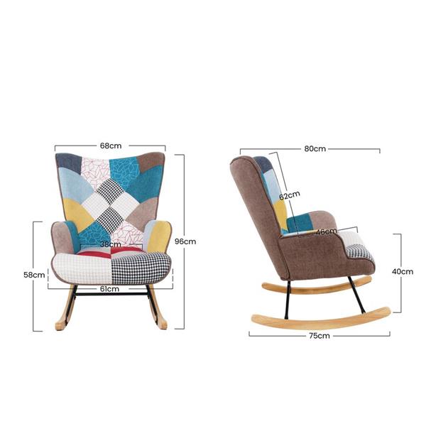 Sedia a dondolo con braccioli patchwork in tessuto - Swing