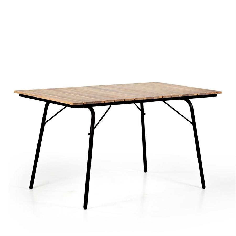Tavolo da esterno con gambe metallo e top in legno 140x80cm - Santorini