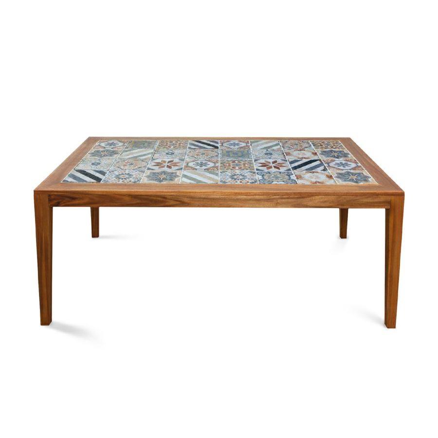 Tavolo in legno di acacia 200x100cm con top in piastrelle - Sorrento