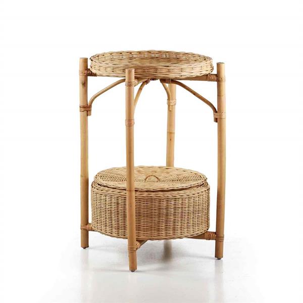 Tavolino alto in rattan naturale con porta oggetti - Miles