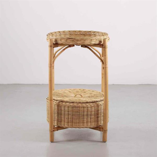 Tavolino alto in rattan naturale con porta oggetti - Miles