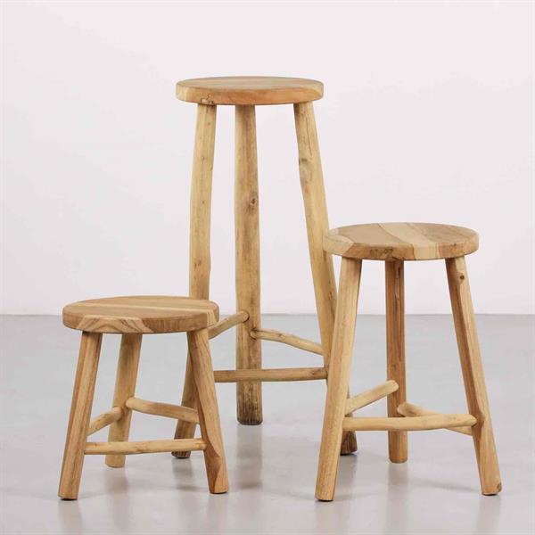 Sgabello basso barstool in legno di teak naturale - Shein