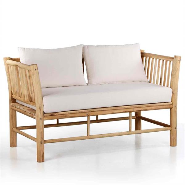 Divanetto da giardino 2 posti in teak con cuscini ecru - Shein