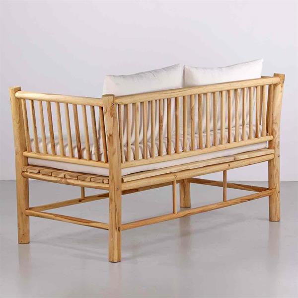 Divanetto da giardino 2 posti in teak con cuscini ecru - Shein