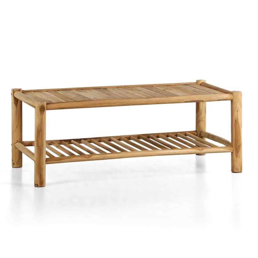 Tavolino basso da giardino in legno di teak naturale 120x60cm - Shein