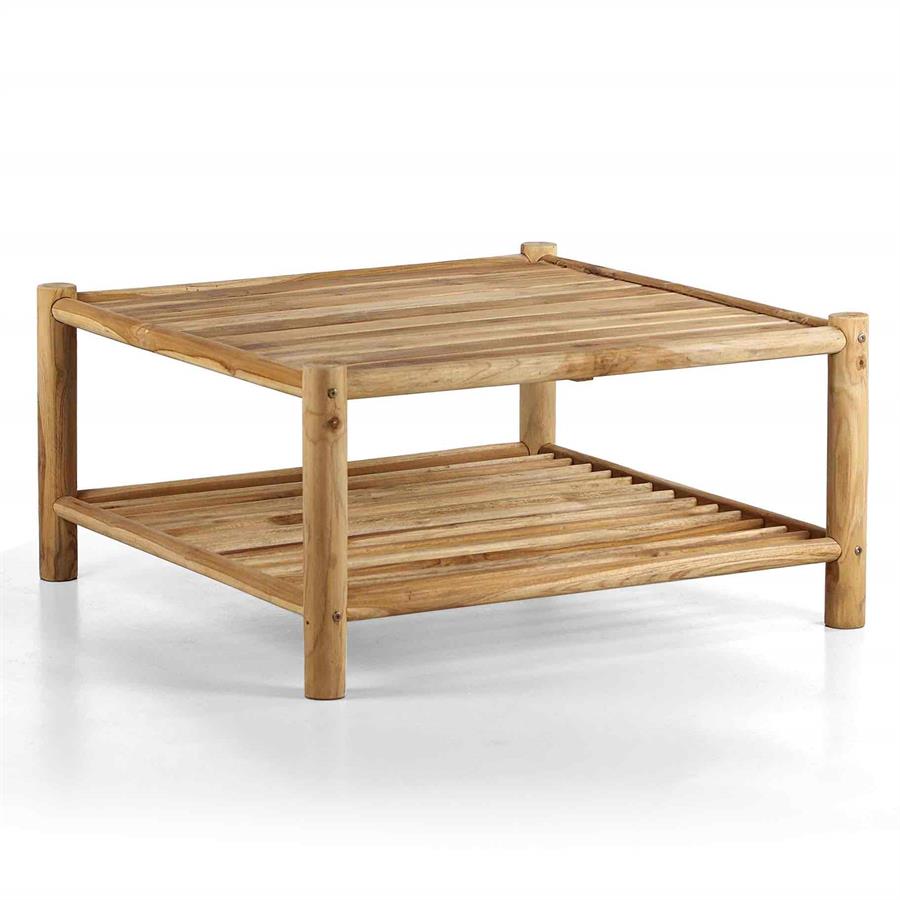 Tavolino basso da giardino quadrato 90x90cm in teak - Shein