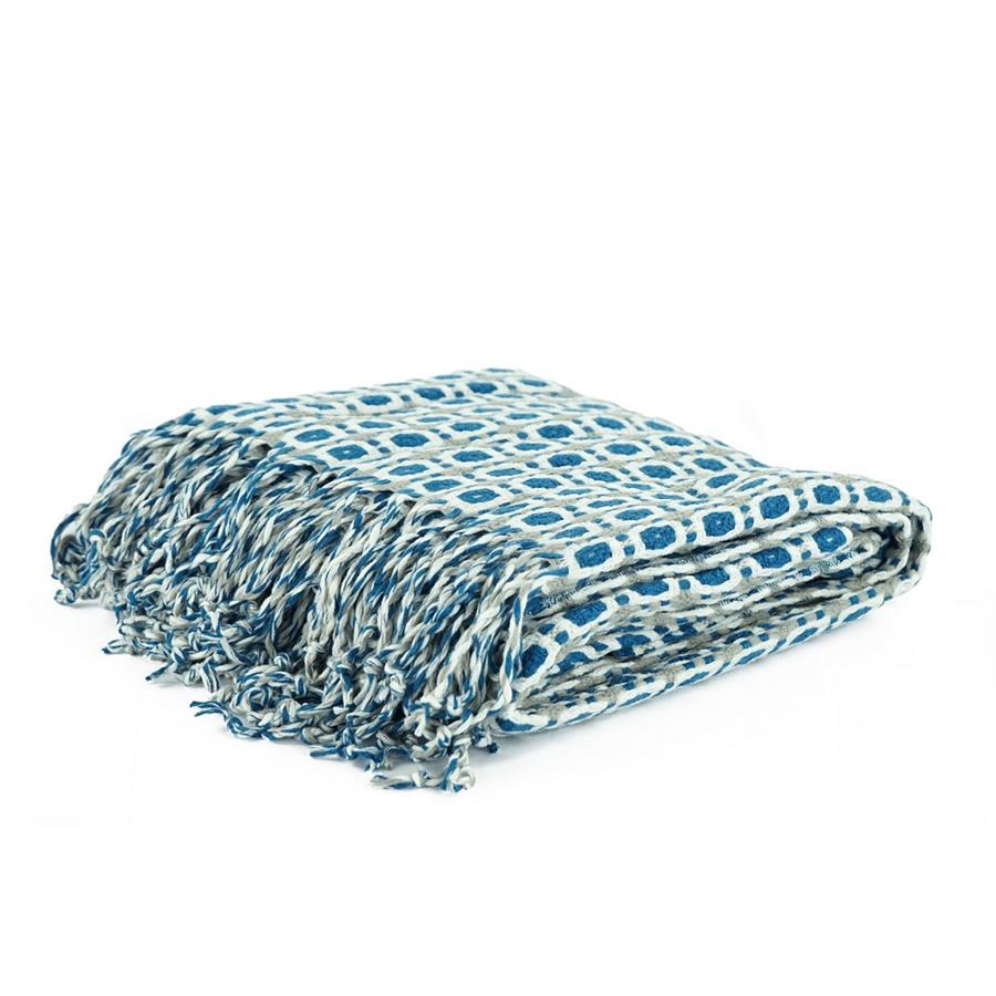 Coperta con frangia blu 130x170 cm - Melody