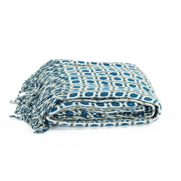 Coperta con frangia blu 130x170 cm - Melody