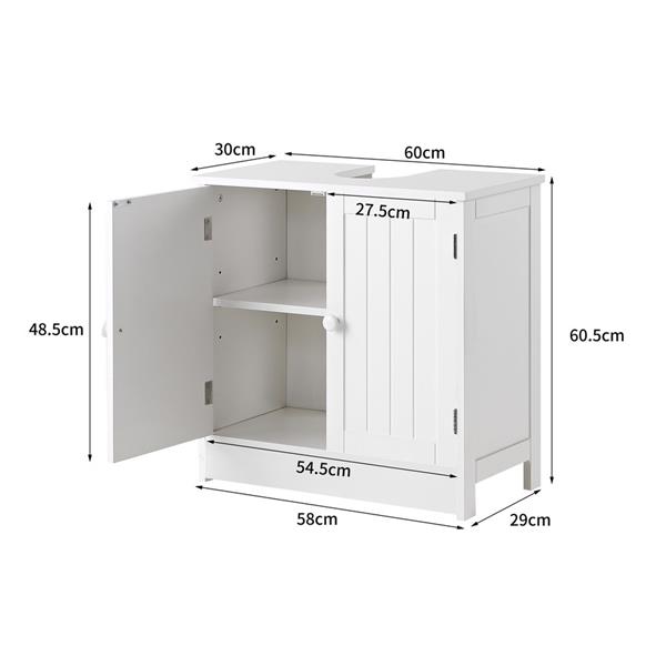 Mobiletto bagno sottolavabo a 2 ante bianco 60x30x60 - Caroline