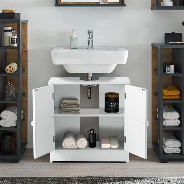 Mobiletto bagno sottolavabo a 2 ante bianco 60x30x60 - Caroline