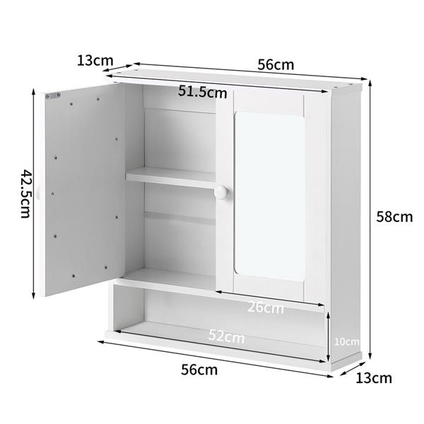 Mobiletto da bagno 2 ante con specchio e 1 mensola - Joyce