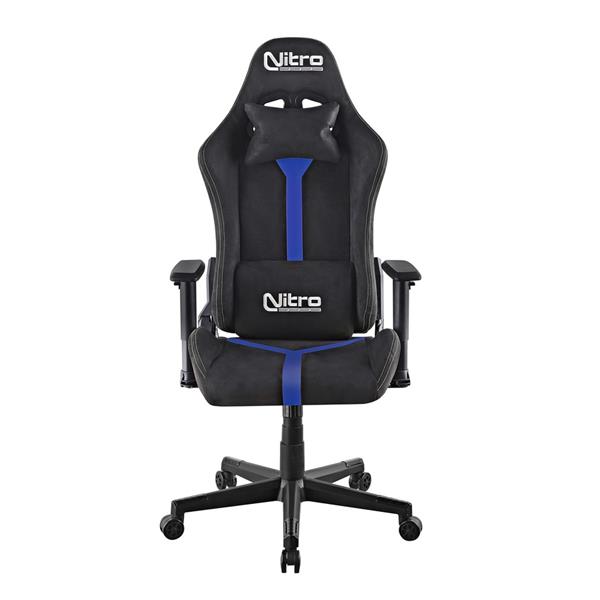 Sedia gaming reclinabile in PU e in tessuto scamosciato blu e nera- Nathan