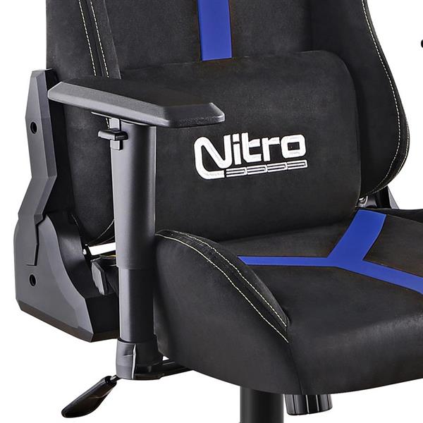 Sedia gaming reclinabile in PU e in tessuto scamosciato blu e nera- Nathan