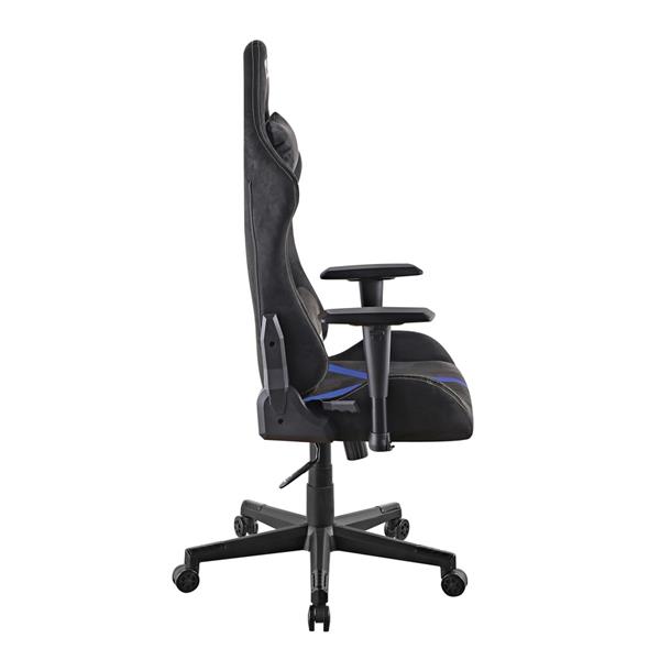 Sedia gaming reclinabile in PU e in tessuto scamosciato blu e nera- Nathan