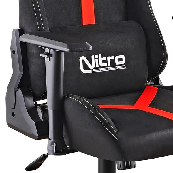 Sedia gaming ufficio rosso nera in tessuto scamosciato - Nathan