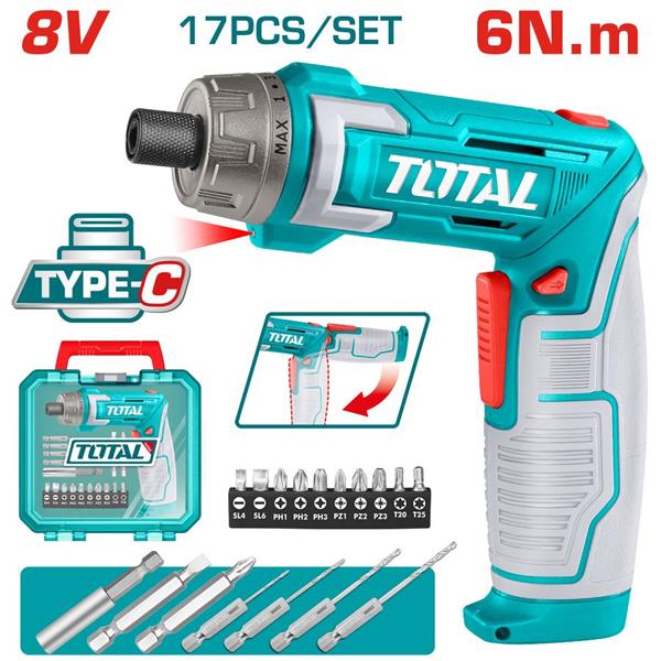 Cacciavite a batteria compatto 8V con accessori e valigetta