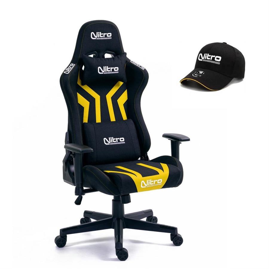 Sedia da gaming ufficio giallo nera in tessuto ed ecopelle - Flyco Pro