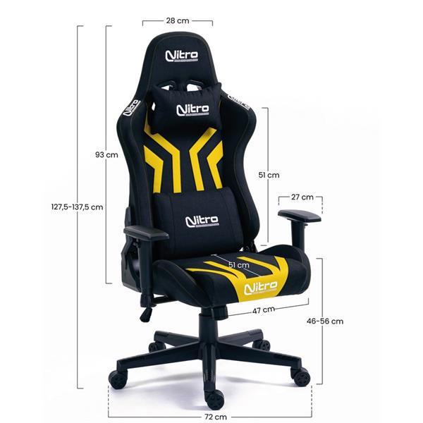 Sedia da gaming ufficio giallo nera in tessuto ed ecopelle - Flyco Pro