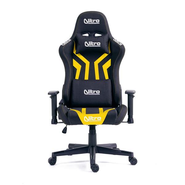 Sedia da gaming ufficio giallo nera in tessuto ed ecopelle - Flyco Pro