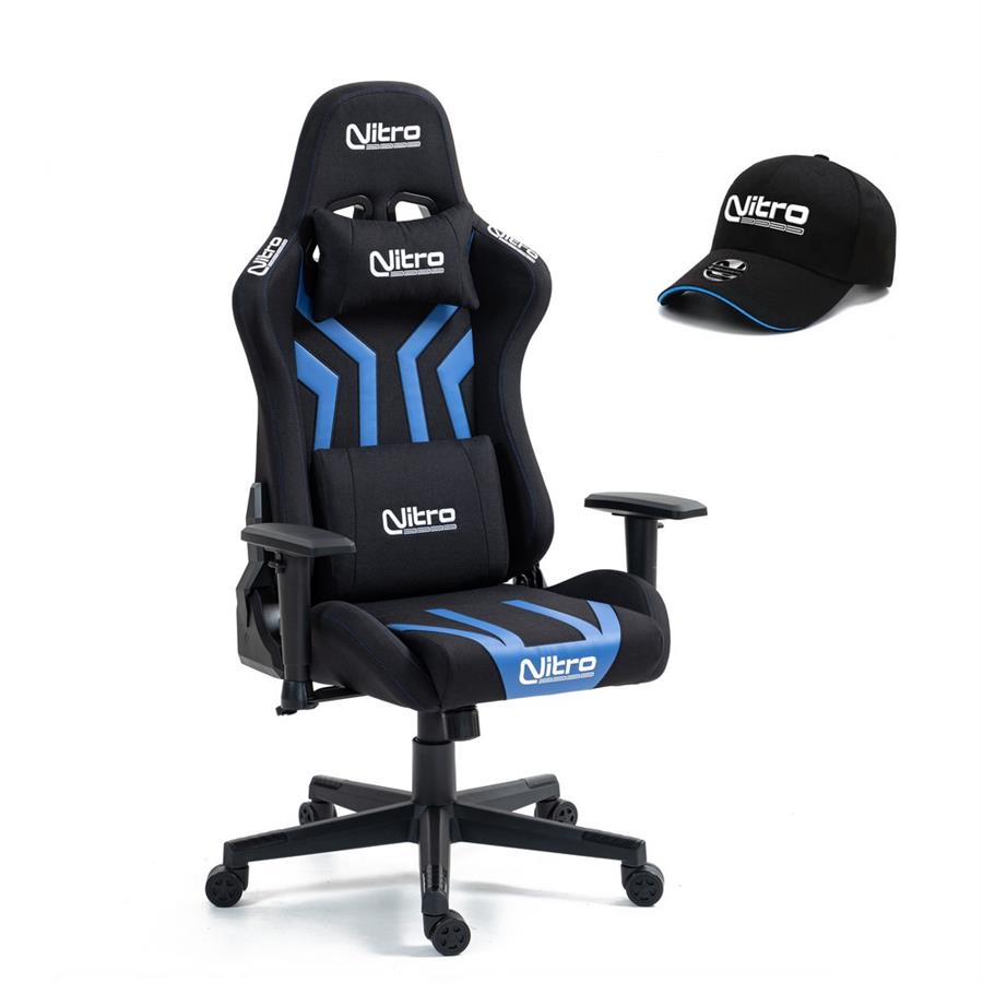 Sedia da gamer blu e nera con cappello in omaggio - Flyco Pro