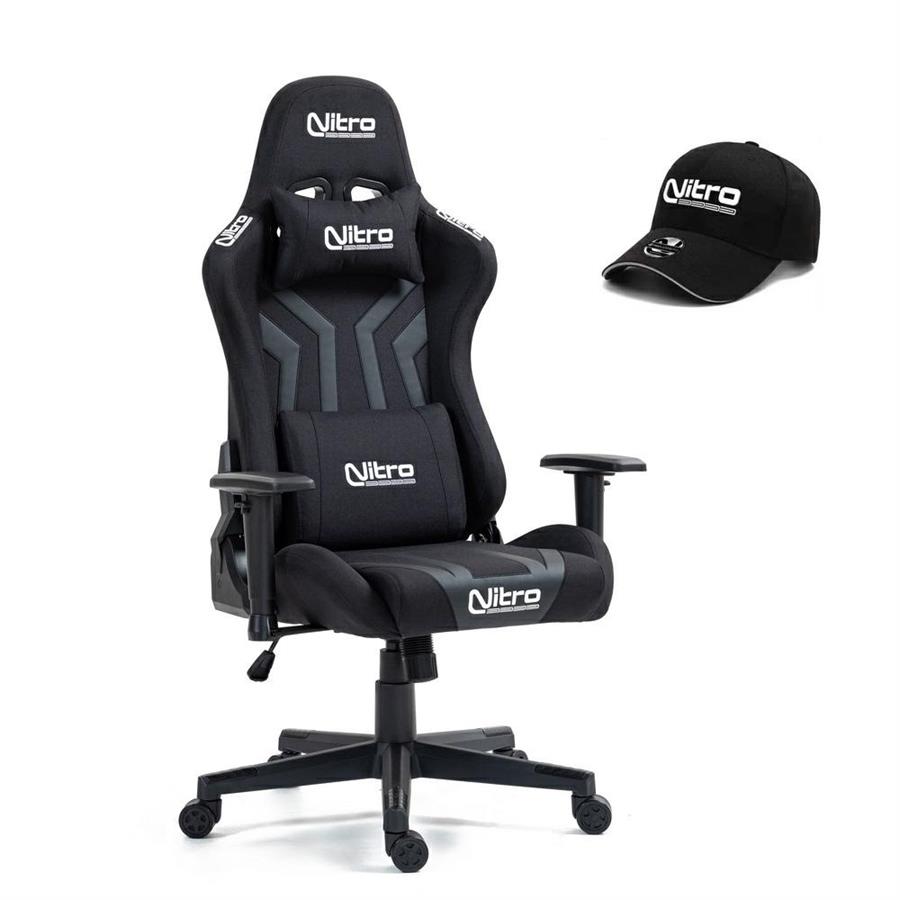 Sedia da gaming nera in tessuto ed ecopelle con omaggio - Flyco Pro