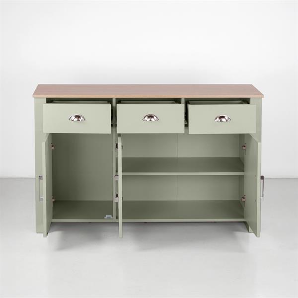 Credenza soggiorno salvia con 3 ante e 3 cassetti 120x70x40 cm - Ginevra