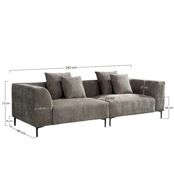 Divano moderno 3 posti marrone 252x99x72 cm - Cloe