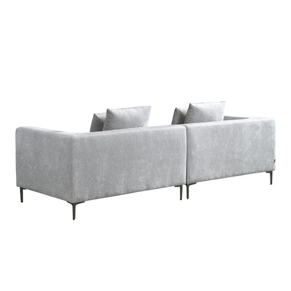 Divano elegante in tessuto grigio chiaro 252x99x72 cm - Cloe