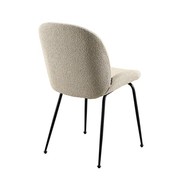 Coppia di sedie eleganti in tessuto bouclè beige con struttura nera - Shell