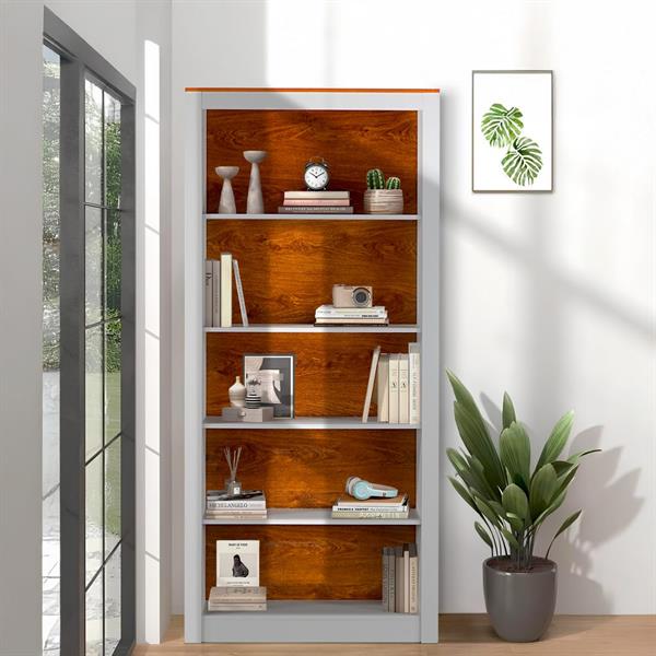 Libreria 5 ripiani grigia 90x36x198 cm - Ginevra