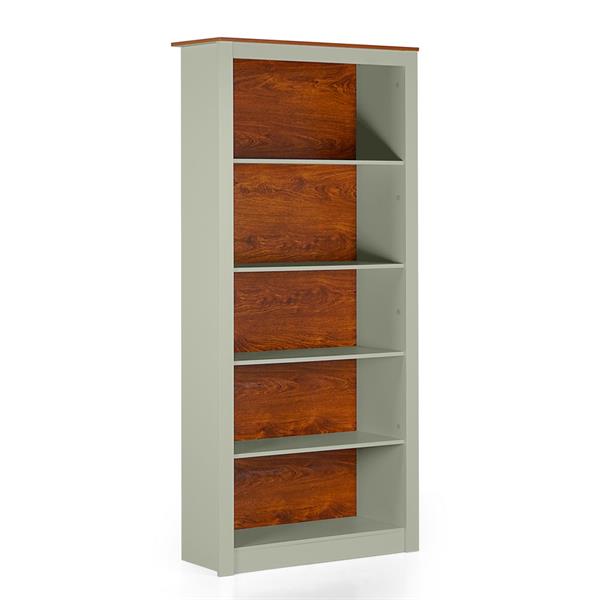 Mobile libreria 5 ripiani color salvia 90x36x198 cm - Ginevra