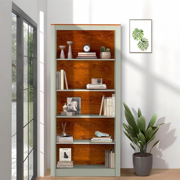 Mobile libreria 5 ripiani color salvia 90x36x198 cm - Ginevra