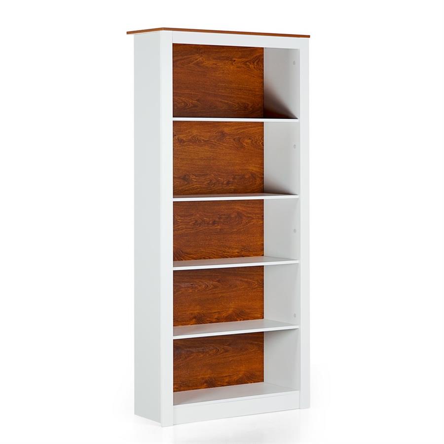 Libreria da salotto 5 ripiani bianca 90x36x198 cm - Ginevra