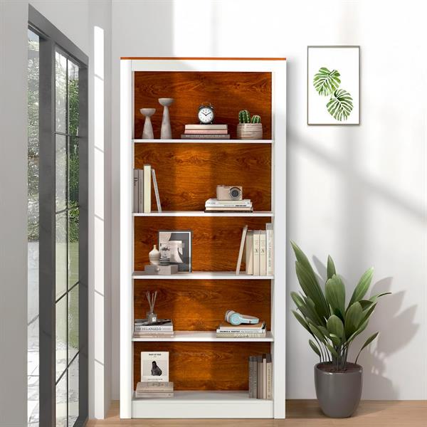 Libreria da salotto 5 ripiani bianca 90x36x198 cm - Ginevra