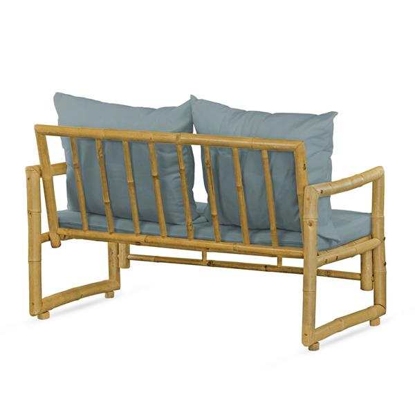 Set da giardino 4 posti  in Bamboo con cuscini blu - Coco